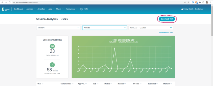 2.5 - download csv