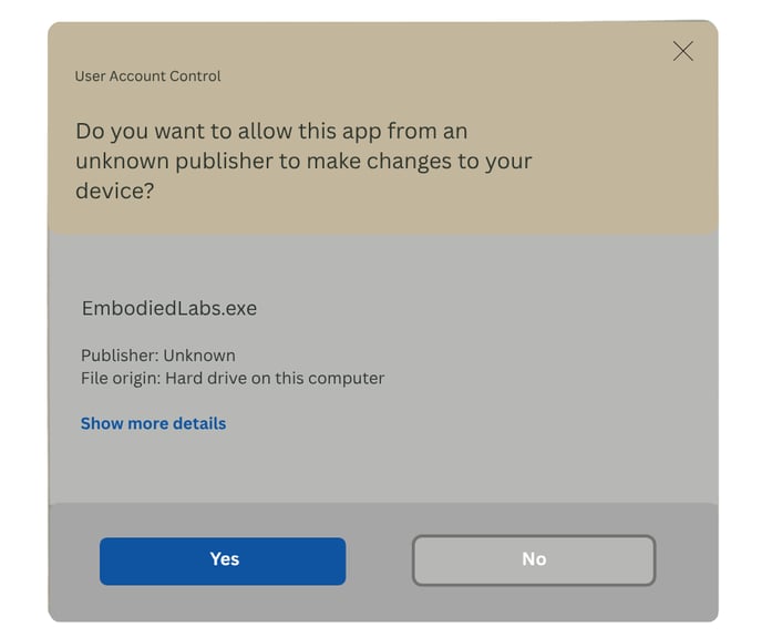 Do you want to allow this app from an unknown publisher to make changes to your device